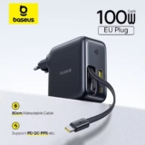 מושלם! מטען Baseus Enercore 100W עם כבל נגלל ואקסטרה פורטים  רק ב₪91!