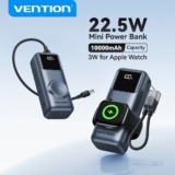 סוללת גיבוי אלחוטית ומגנטית Vention FKP 10000mAh וכבלים משולבים רק ב₪44!