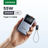 קטנה וחזקה! סוללת גיבוי UGREEN 55W 10,000mAh עם כבל משולב, תומכת טעינה מהירה במכשירי Xiaomi, POCO ועוד רק ב₪93!