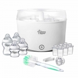 מארז Tommee Tippee- סטרייליזטור חשמלי +4 בקבוקים +מחלקי תמ”ל +מברשת לניקיון ב203₪ בלבד!