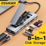 דונגל Essager USB-C  8-in-1 כולל מארז משולב לכונן SSD, תומך 4K 100W PD רק ב$23.13!